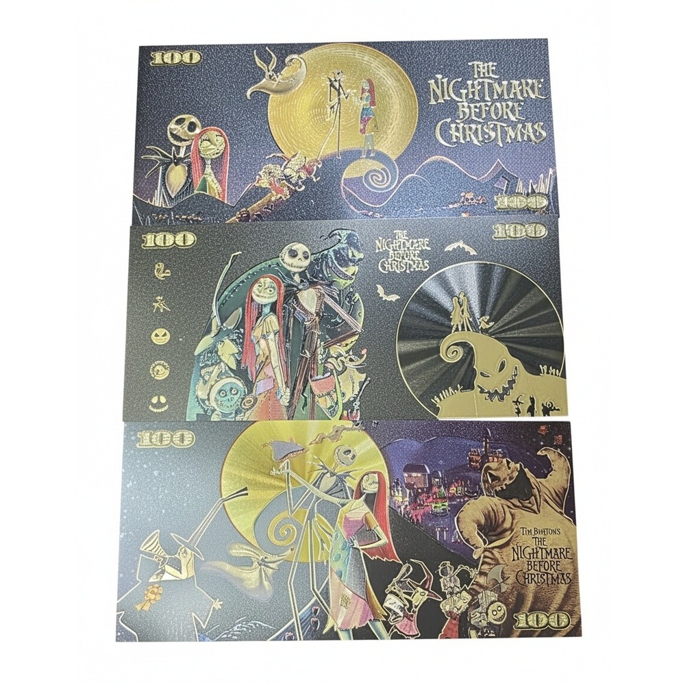 The Nightmare Before Christmas Gold Foil Lot of 3 – Jack Skellington & Sally